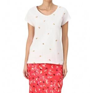 NEW FABIENNE CHAPOT phil round print t-shirt in cosy white/orange
